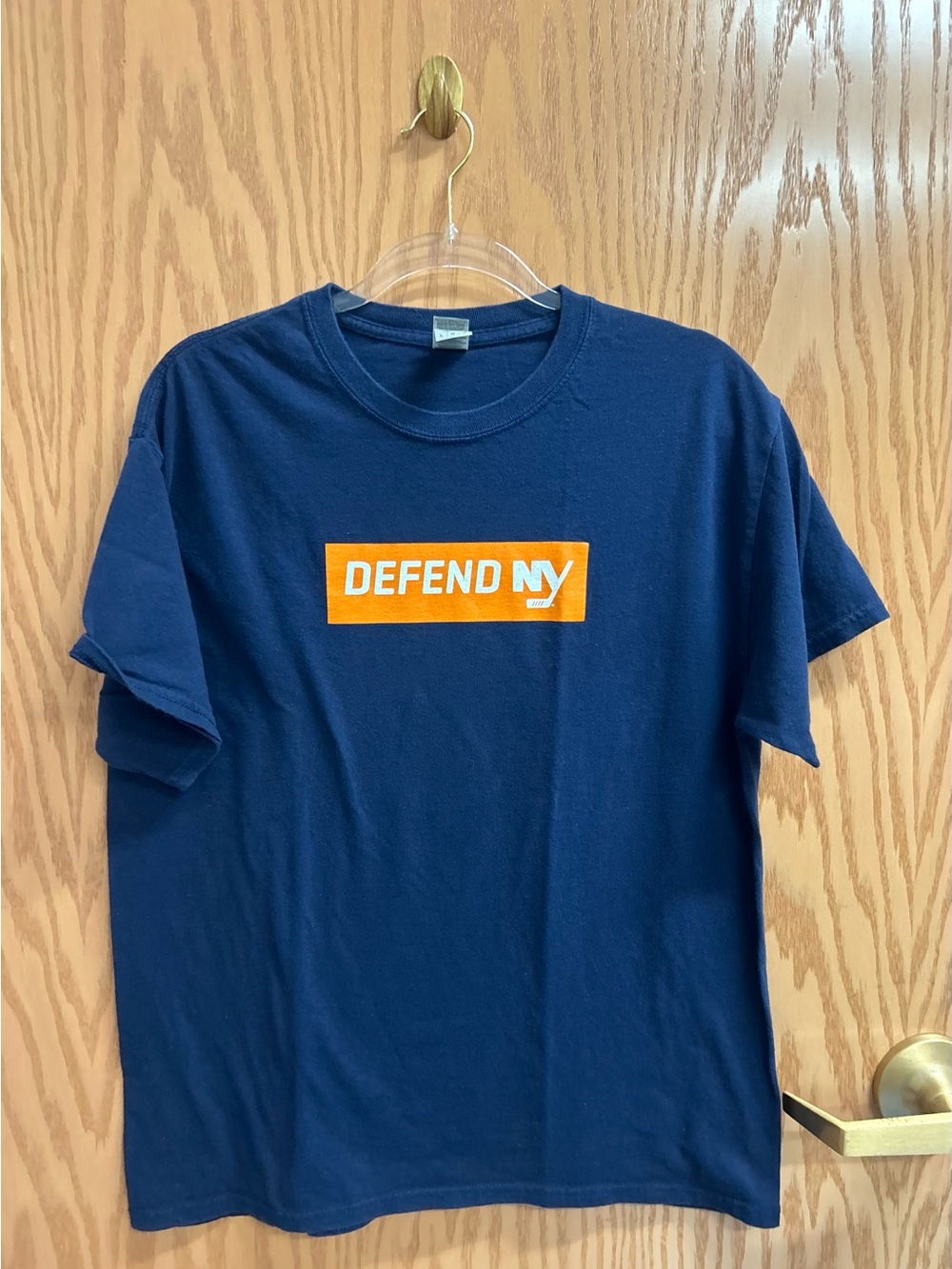 Gildan Navy Tee with Orange DEFEND NY Graphic Islanders